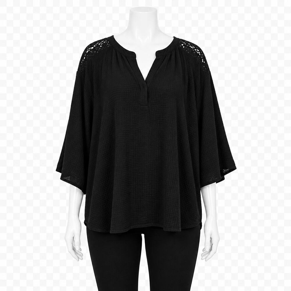 Cynthia Rowley Women's Black Textured Top - Size 3X